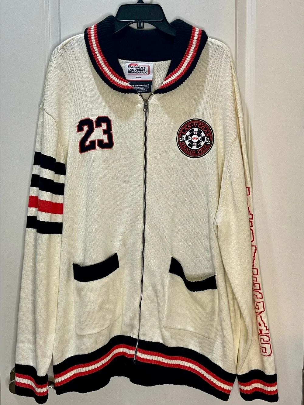 Formula 1 Officially Licensed Las Vegas Zip-Up Checkerboard Sweater Jacket 2XL